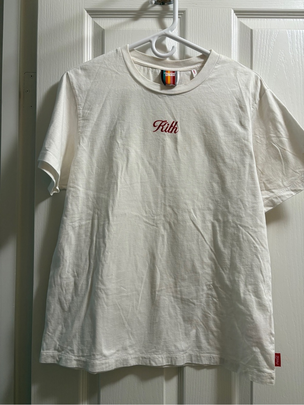 Kith x Coca Cola White Short-Sleeve Tee with Red Script Logo